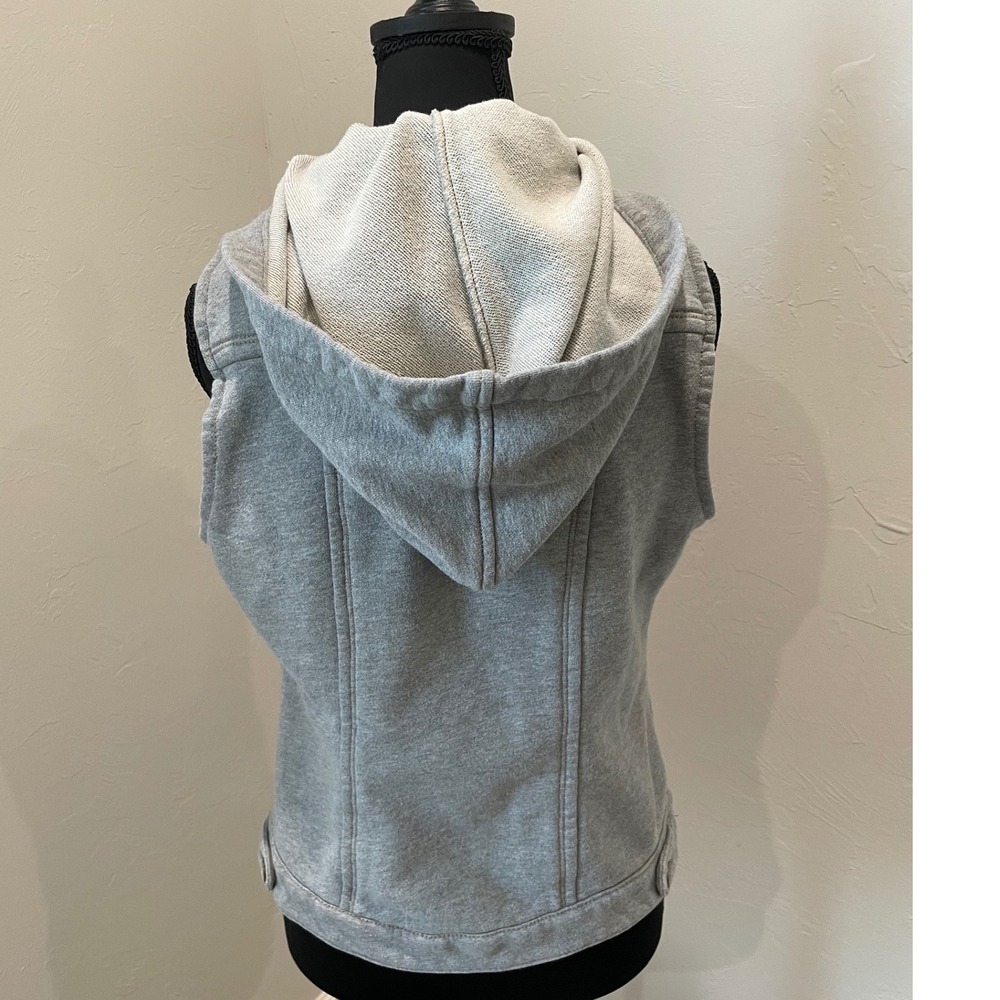 Back In The Saddle Womens Gray Cotton Hooded Button Front Vest Size M FT3456 - Picture 4 of 5